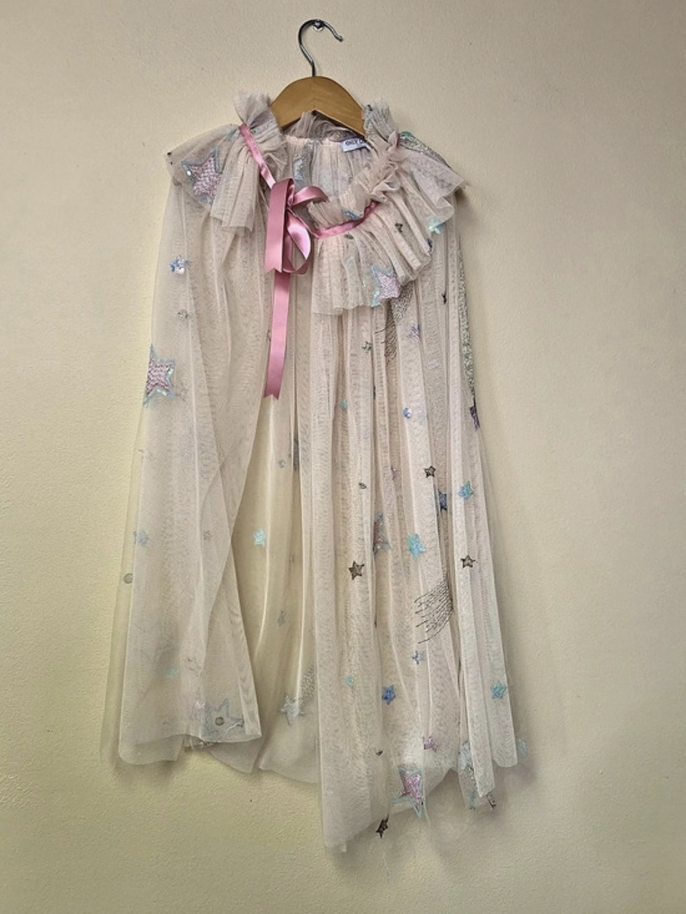 Only Little Once Girls Pink & White Tulle Party Cape, Size M